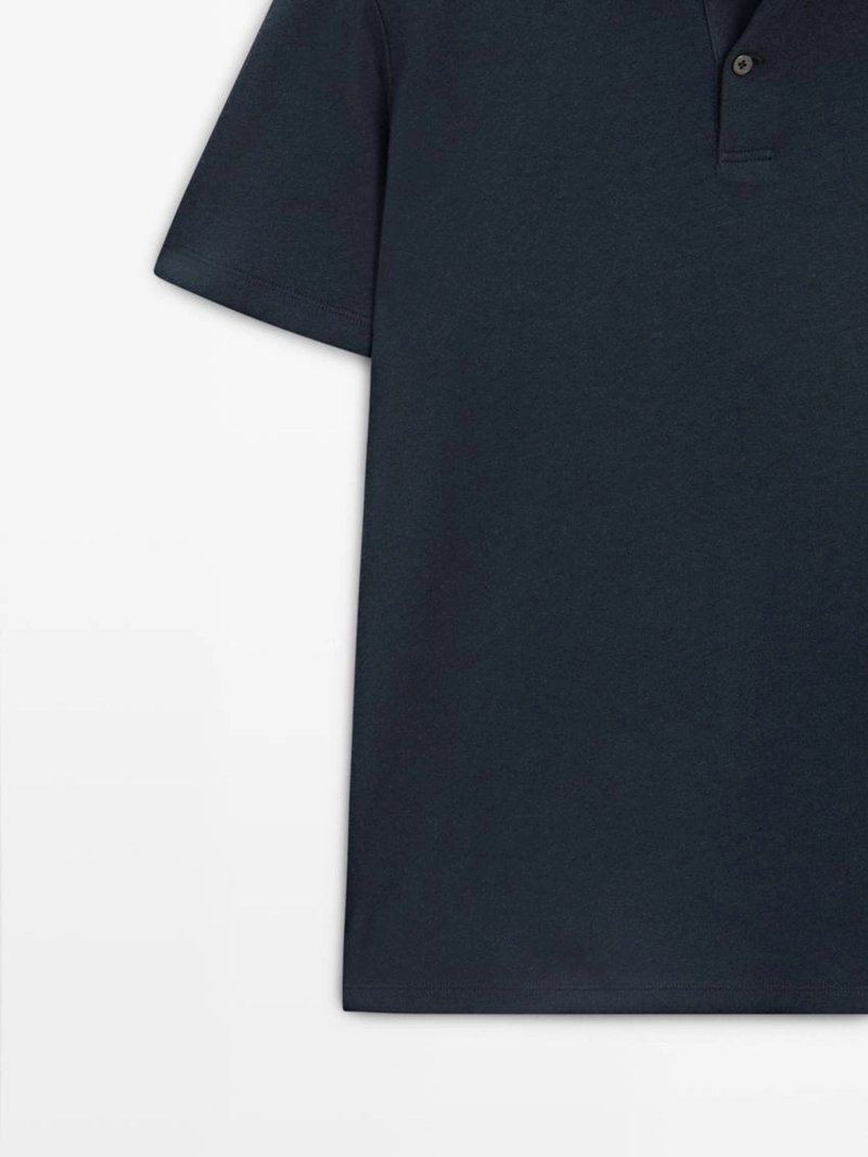 Поло из льна и хлопка с короткими рукавами