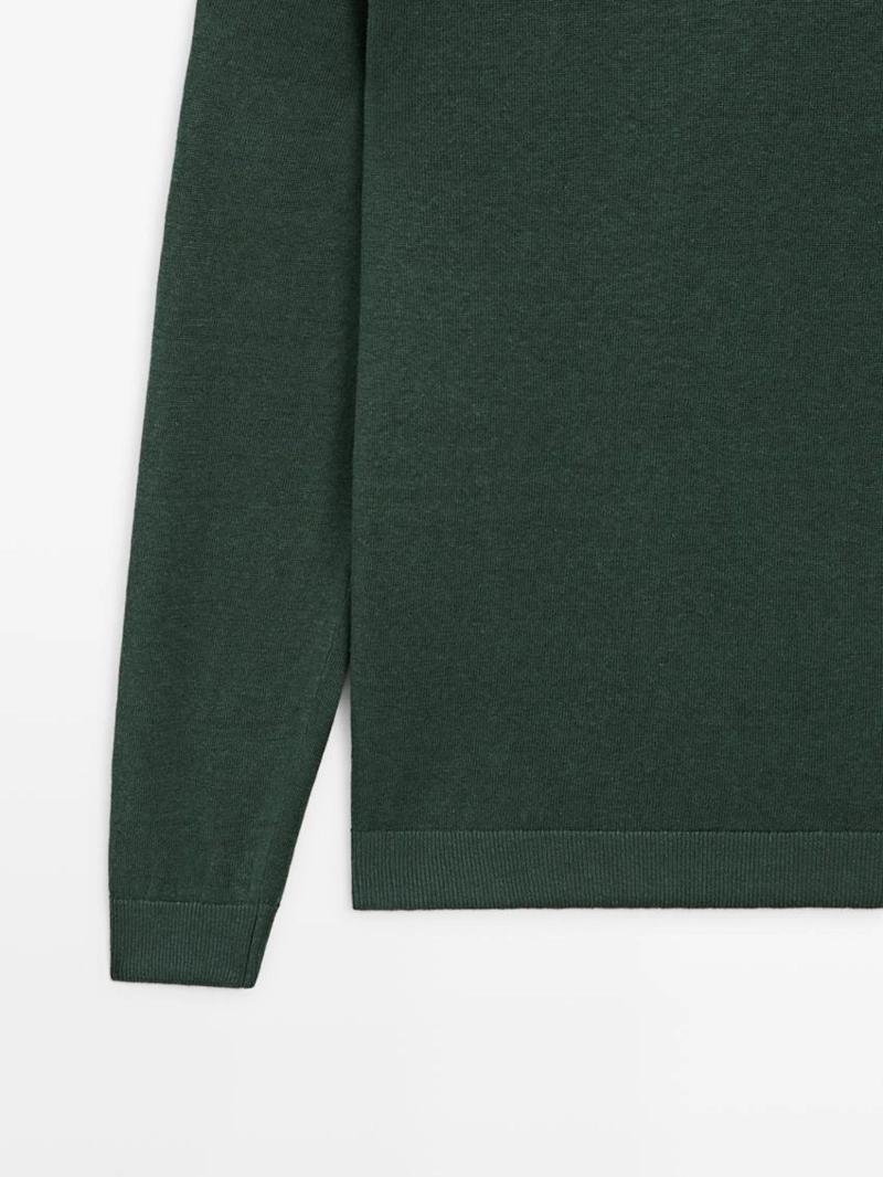 Пуловер из льна с круглым вырезом