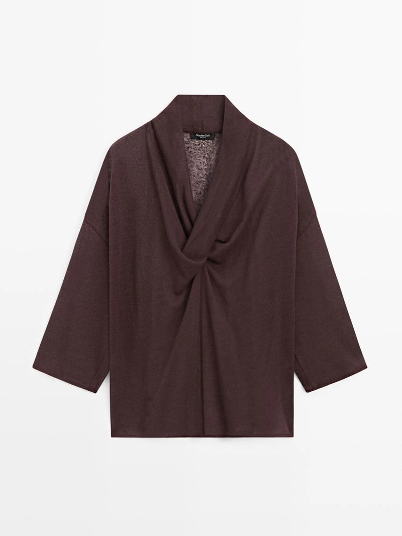 Рубашка из льняной смеси с воротником-хомутом