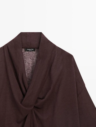 Рубашка из льняной смеси с воротником-хомутом- Заказать в России