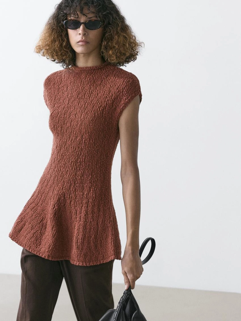 Вязаный топ с завышенной талией из хлопка