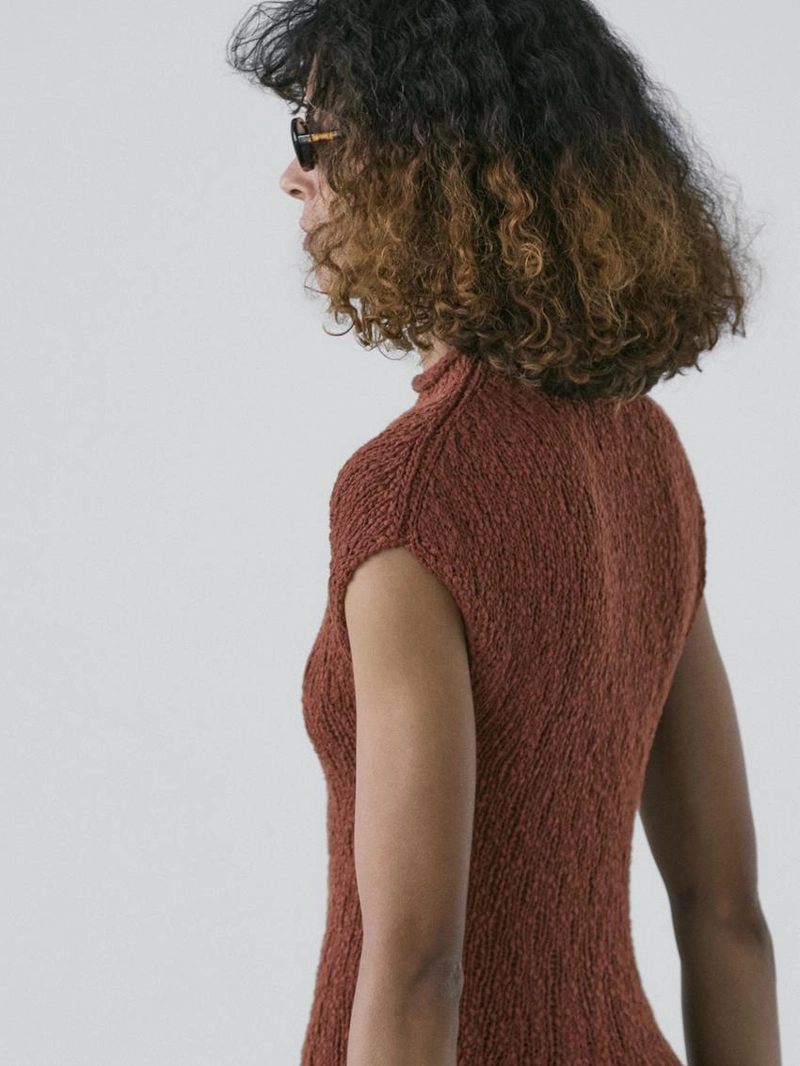 Вязаный топ с завышенной талией из хлопка