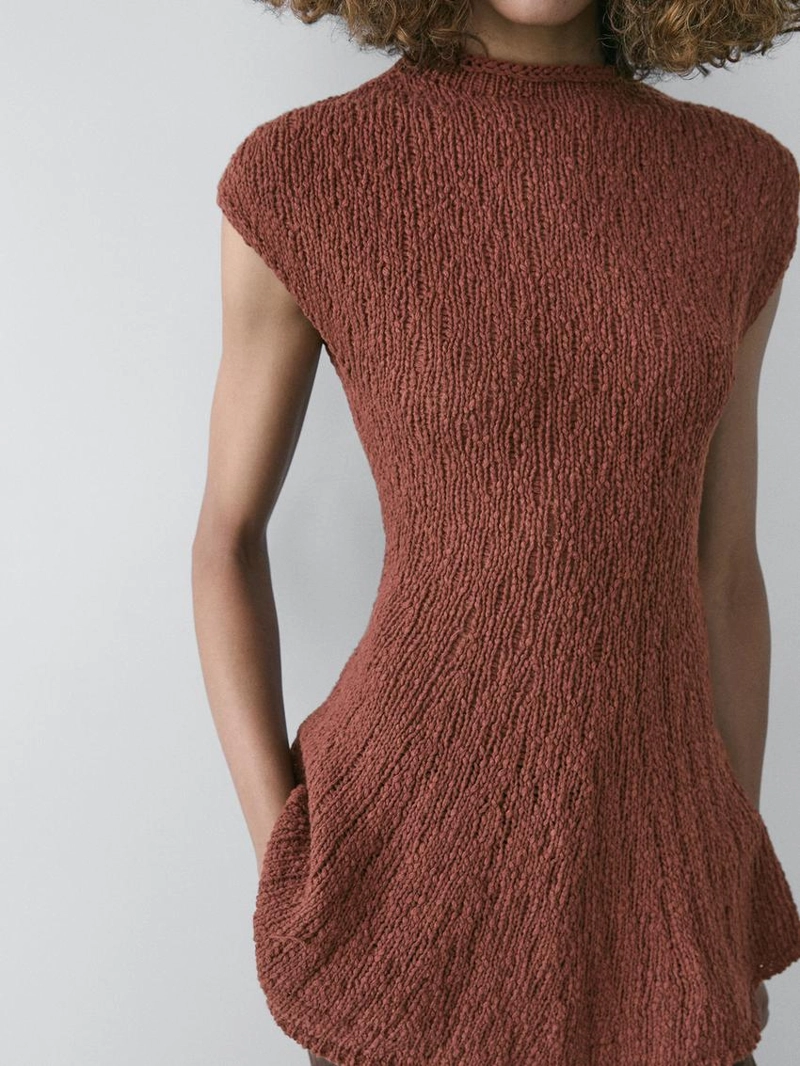 Вязаный топ с завышенной талией из хлопка