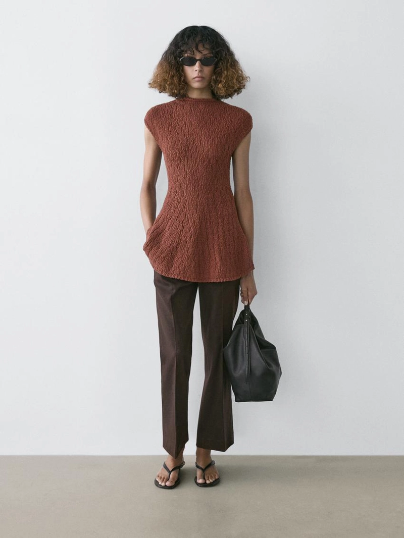 Вязаный топ с завышенной талией из хлопка