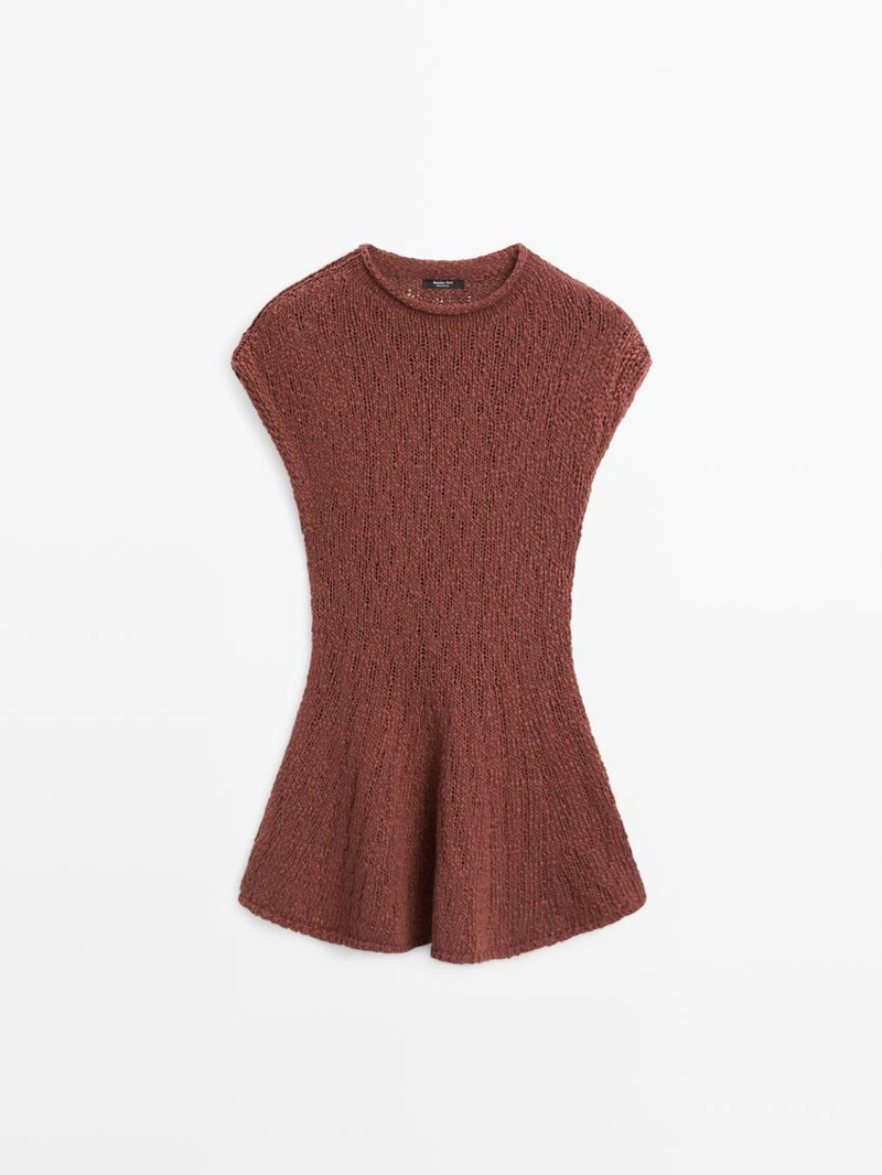 Вязаный топ с завышенной талией из хлопка