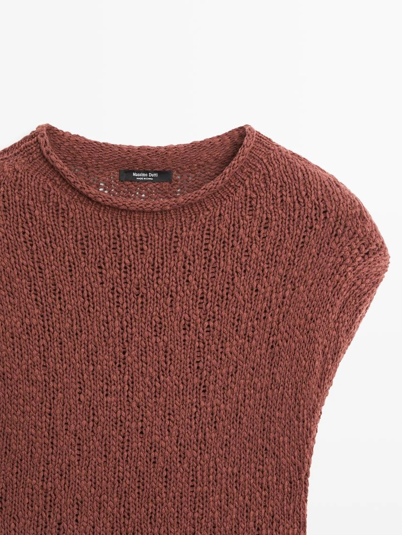 Вязаный топ с завышенной талией из хлопка