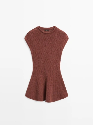 Вязаный топ с завышенной талией из хлопка- Заказать в России