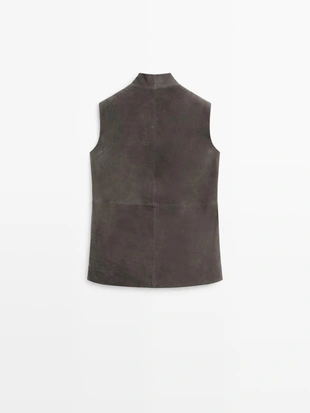 Жилет из кожи с бархатистым покрытием- Заказать в России