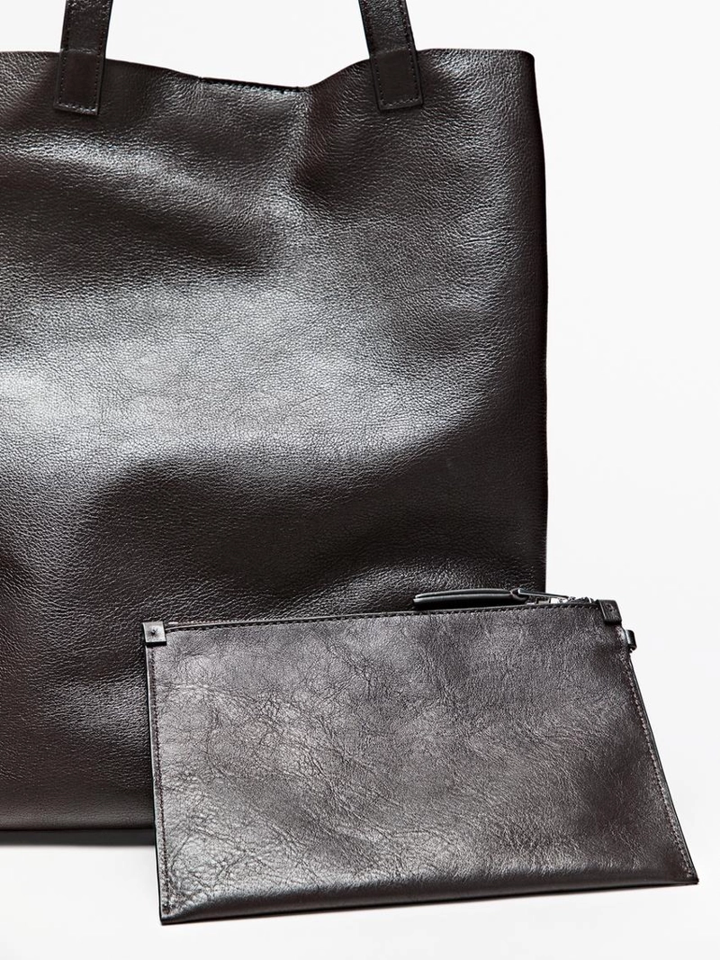 Сумка-тоут из натуральной кожи с деталями клатча