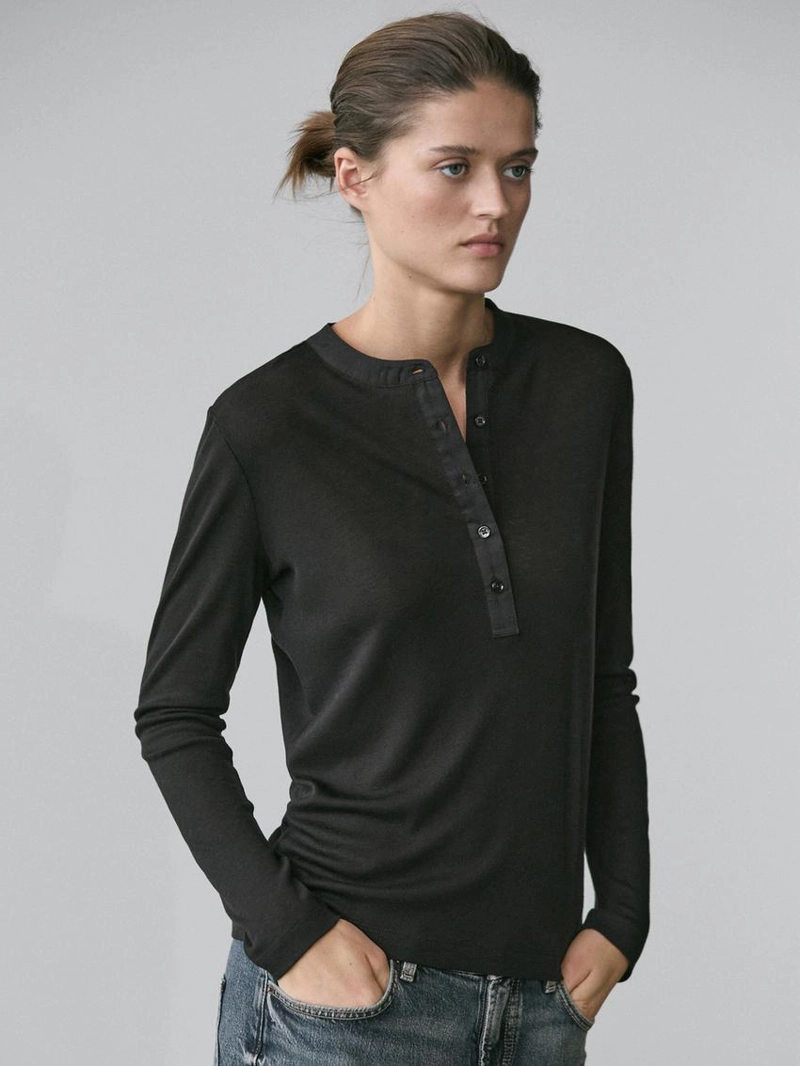 Водолазка из шерстяной смеси с застежкой на пуговицы
