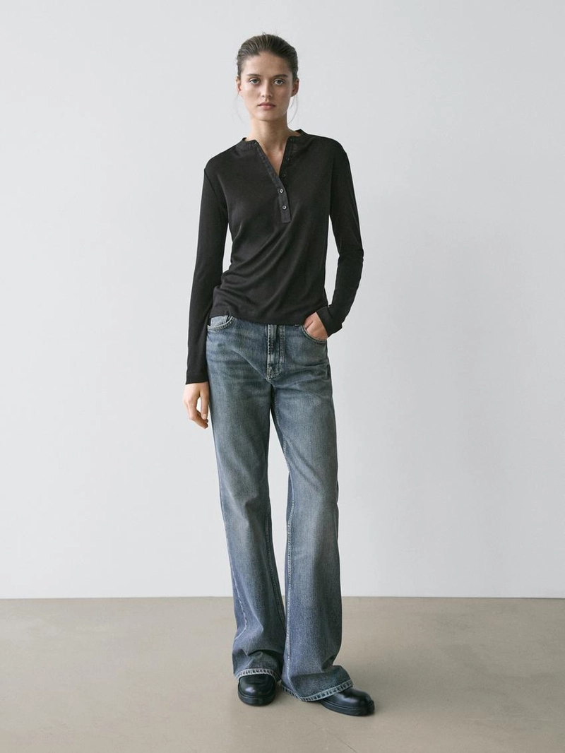 Водолазка из шерстяной смеси с застежкой на пуговицы