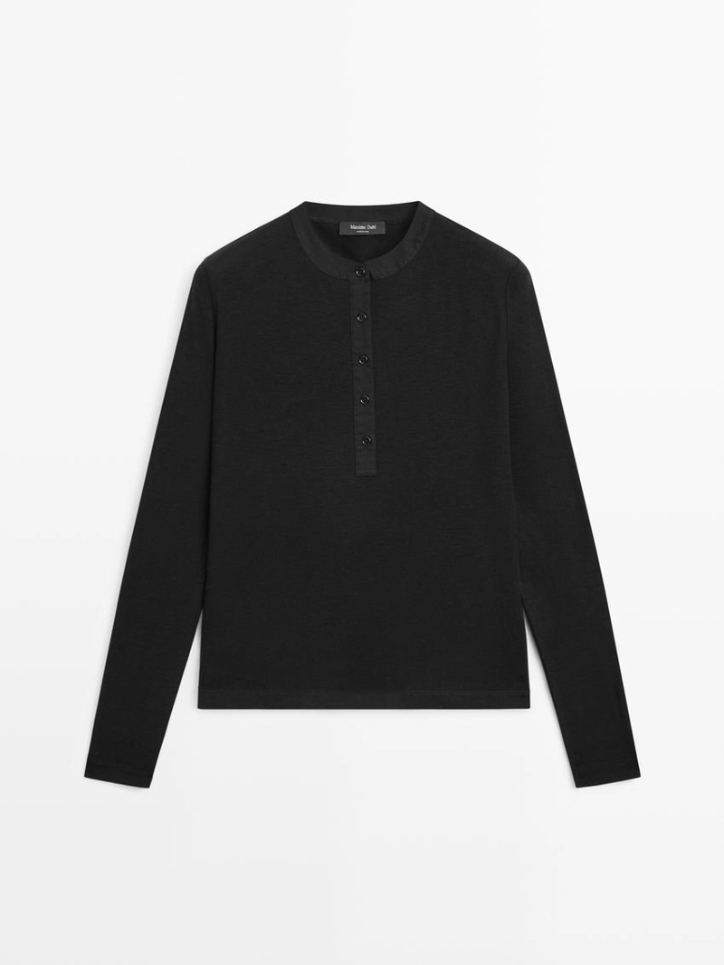 Водолазка из шерстяной смеси с застежкой на пуговицы