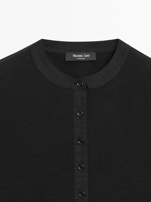 Водолазка из шерстяной смеси с застежкой на пуговицы- Заказать в России