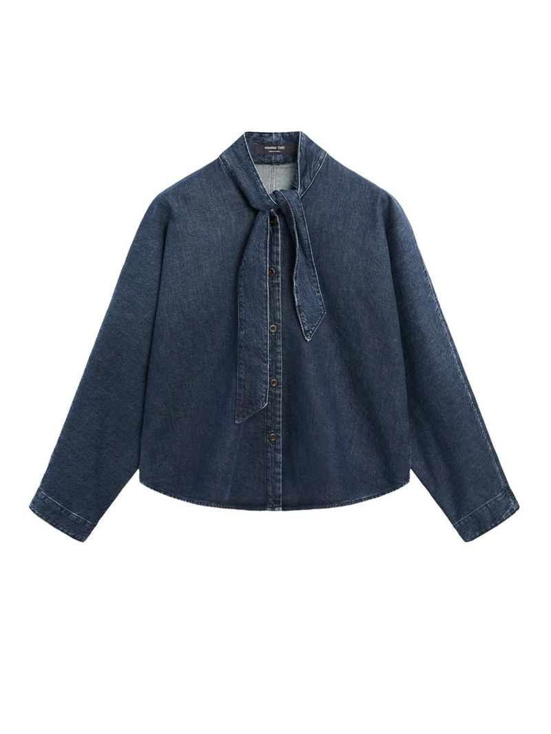 Джинсовая рубашка с деталями воротника