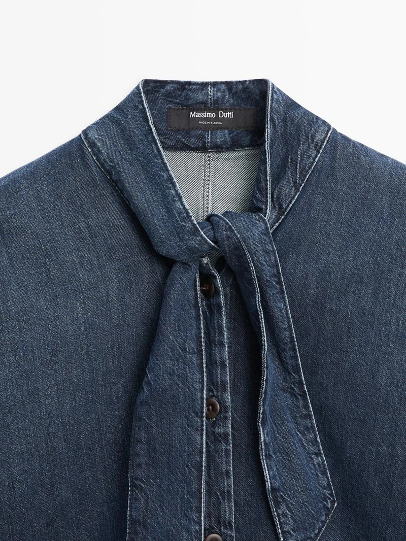 Джинсовая рубашка с деталями воротника