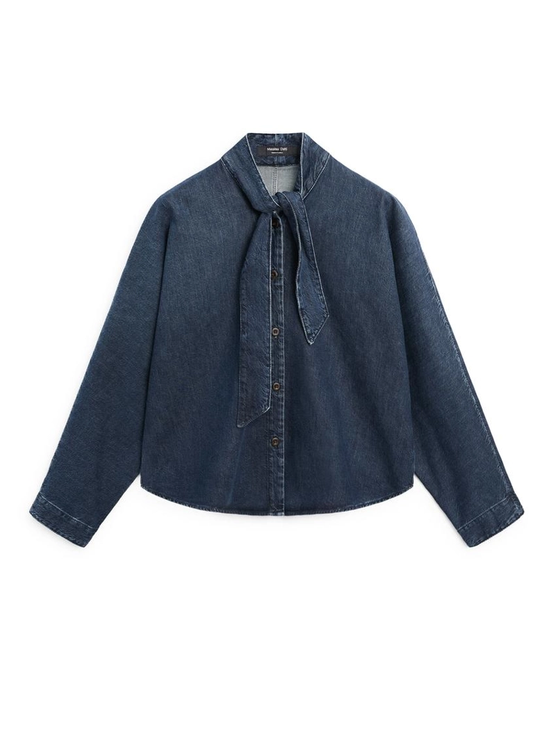 Джинсовая рубашка с деталями воротника