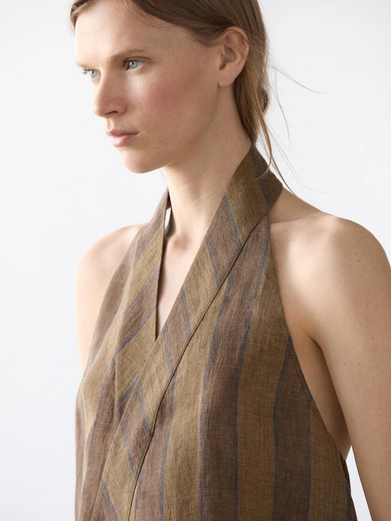 Жилет с принтом и перекрещивающимся вырезом