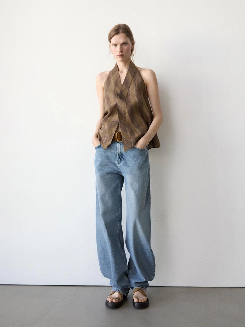 Жилет с принтом и перекрещивающимся вырезом