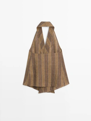 Жилет с принтом и перекрещивающимся вырезом- Заказать в России