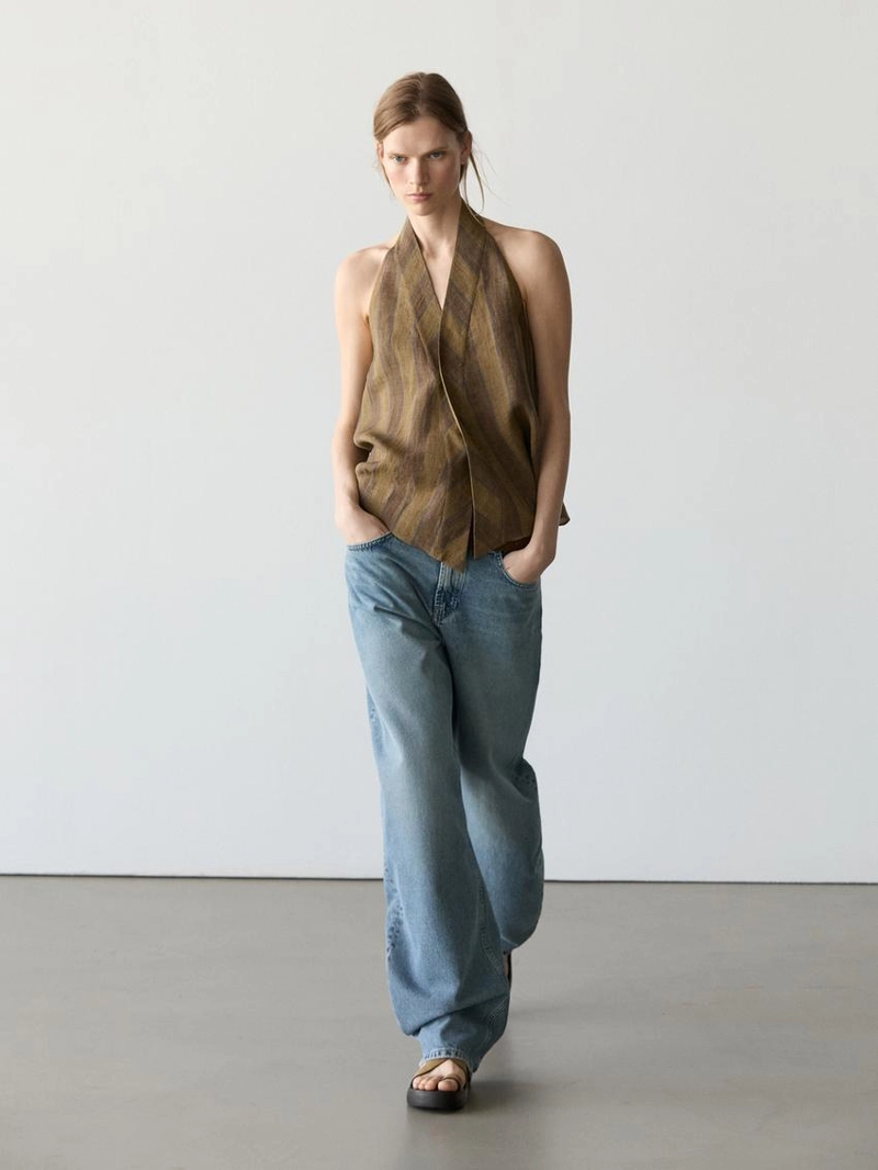 Жилет с принтом и перекрещивающимся вырезом