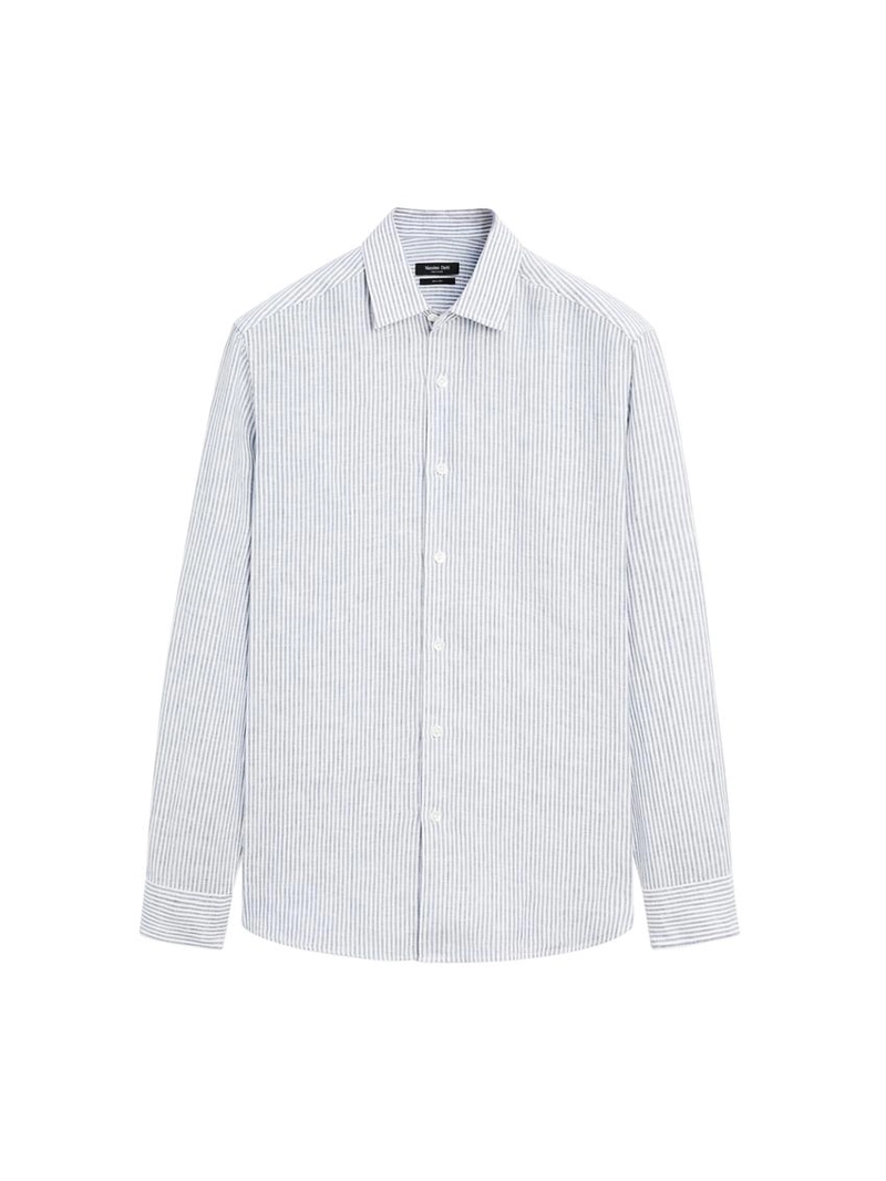 Рубашка из льна в полоску с узким кроем