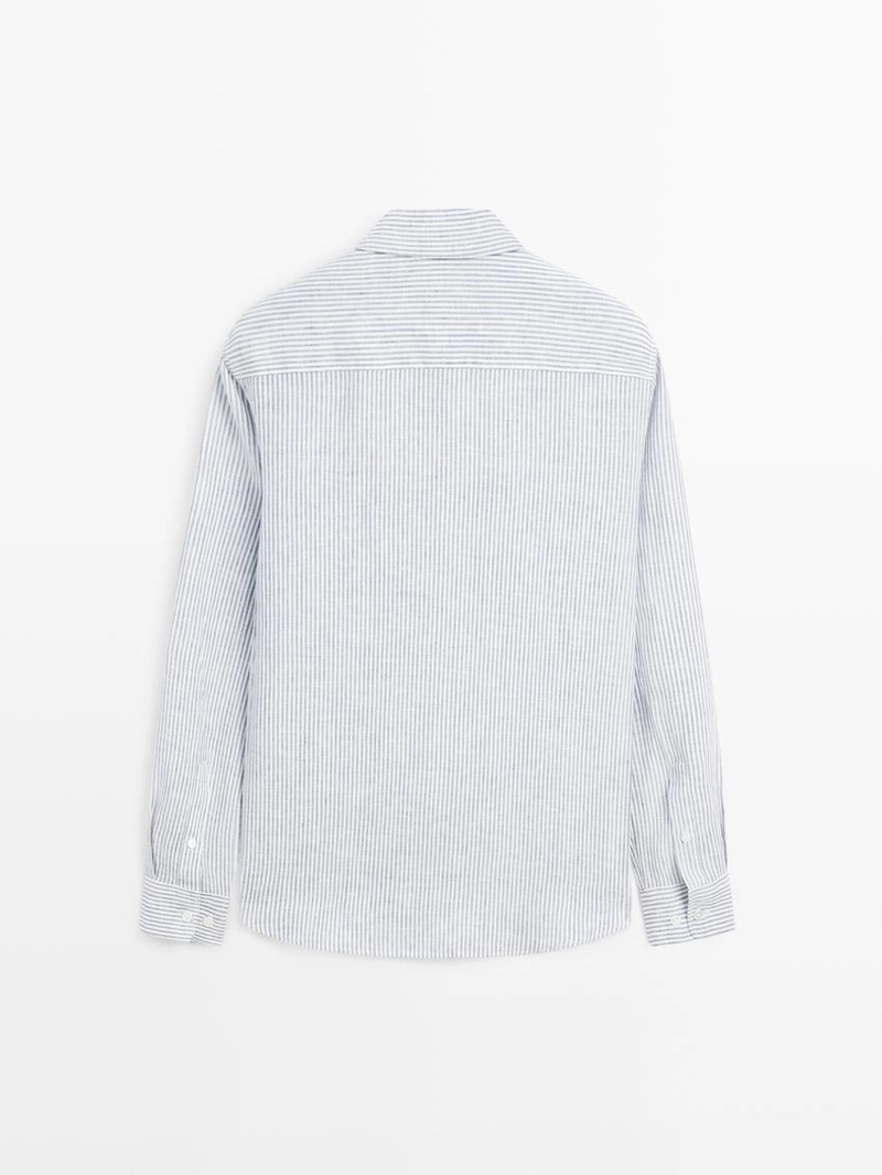 Рубашка из льна в полоску с узким кроем