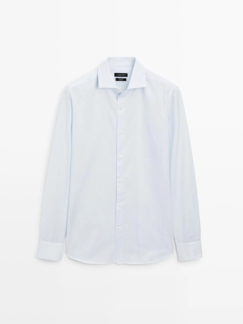 Рубашка с узким кроем и двойной полоской из 100% хлопка