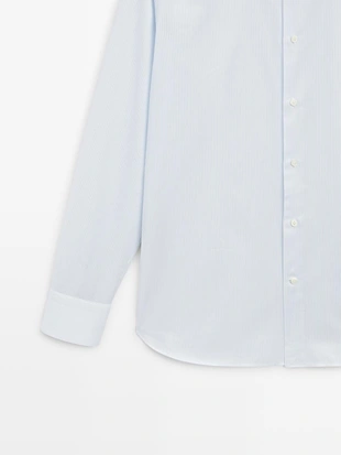 Рубашка с узким кроем и двойной полоской из 100% хлопка- Заказать в России