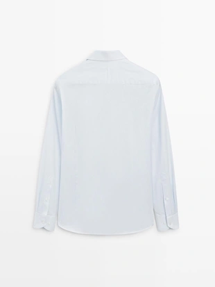 Рубашка с узким кроем и двойной полоской из 100% хлопка- Заказать в России