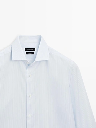 Рубашка с узким кроем и двойной полоской из 100% хлопка- Заказать в России