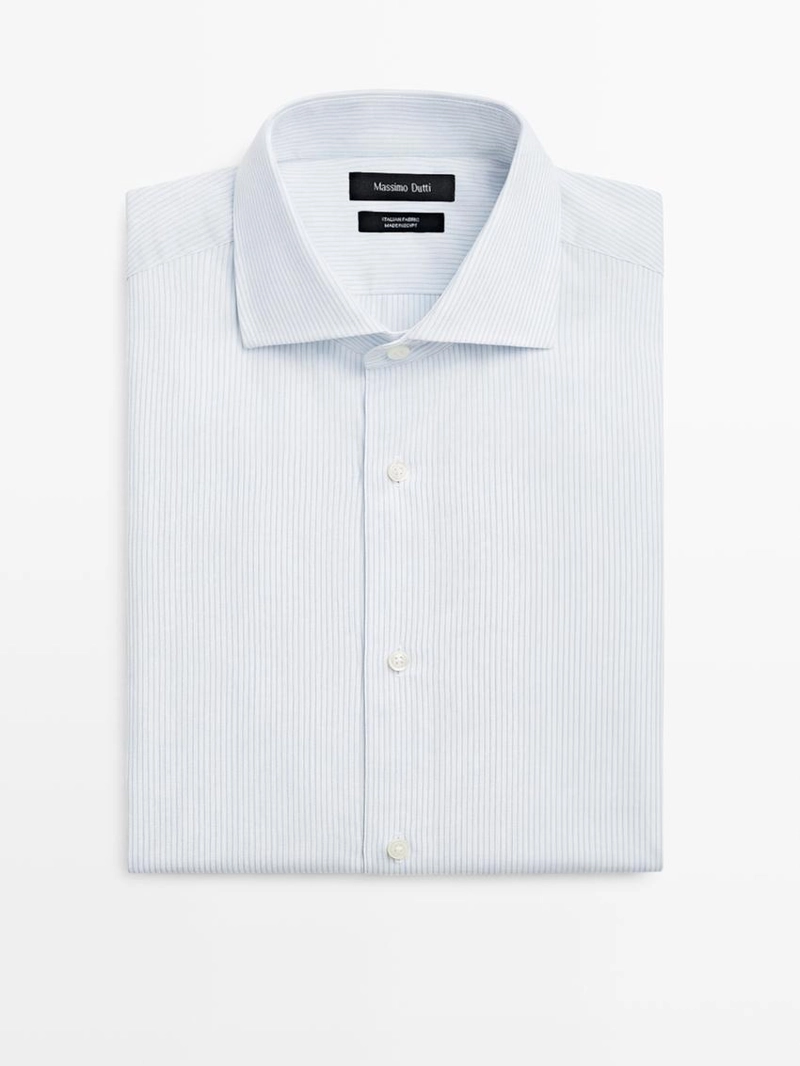 Рубашка с узким кроем и двойной полоской из 100% хлопка