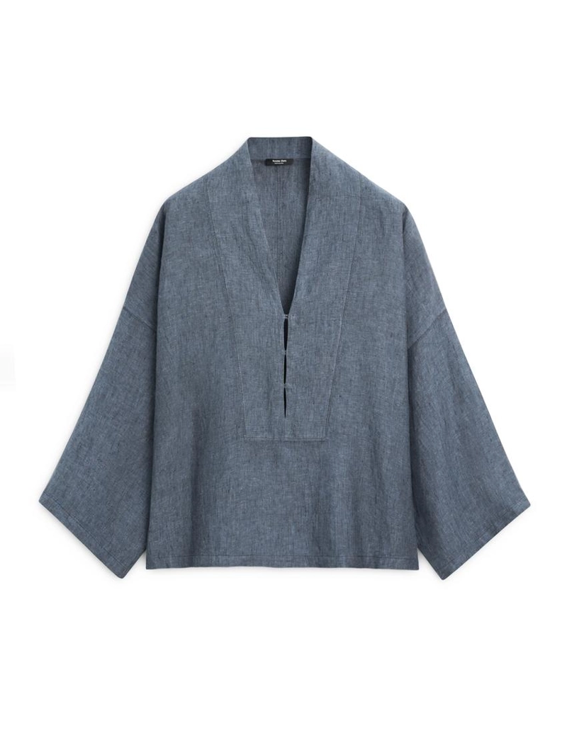 100% льняной кимоно с v-образным вырезом