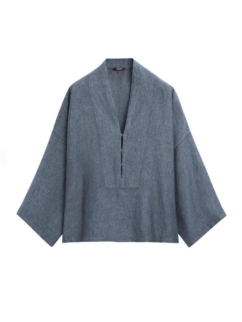 100% льняной кимоно с v-образным вырезом