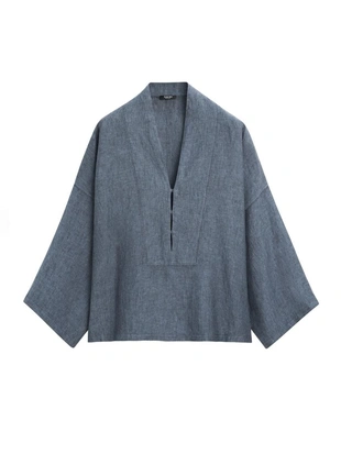 100% льняной кимоно с v-образным вырезом- Заказать в России