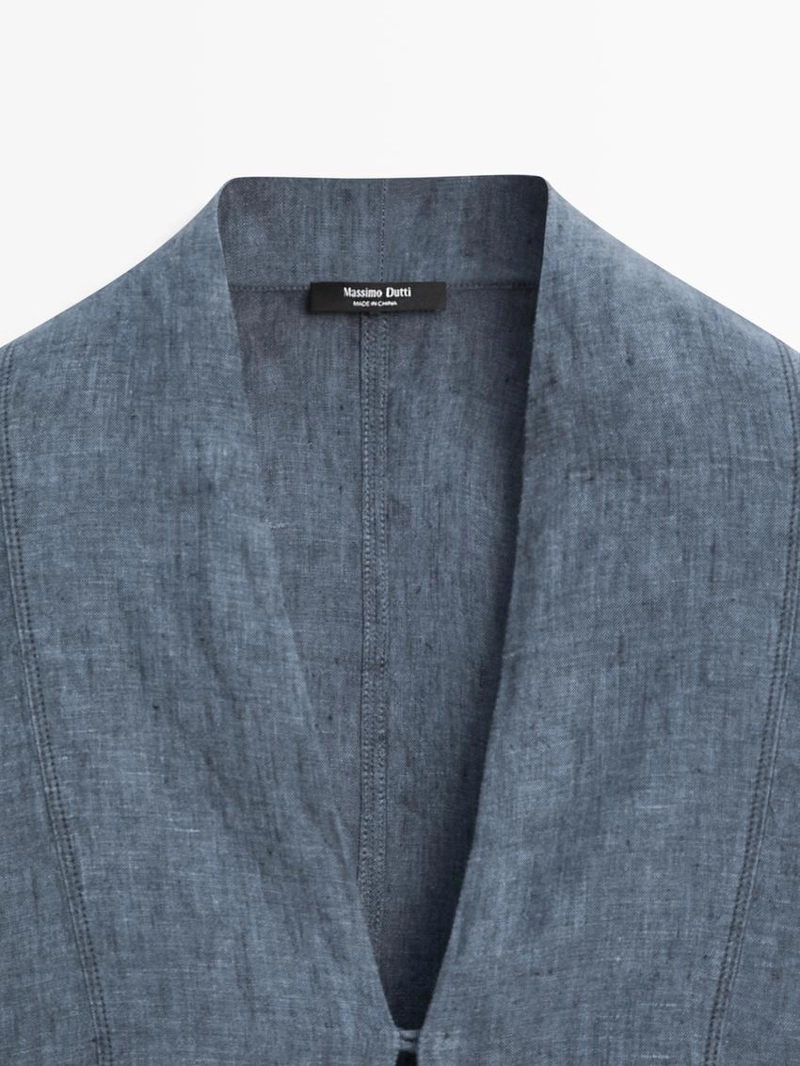 100% льняной кимоно с v-образным вырезом