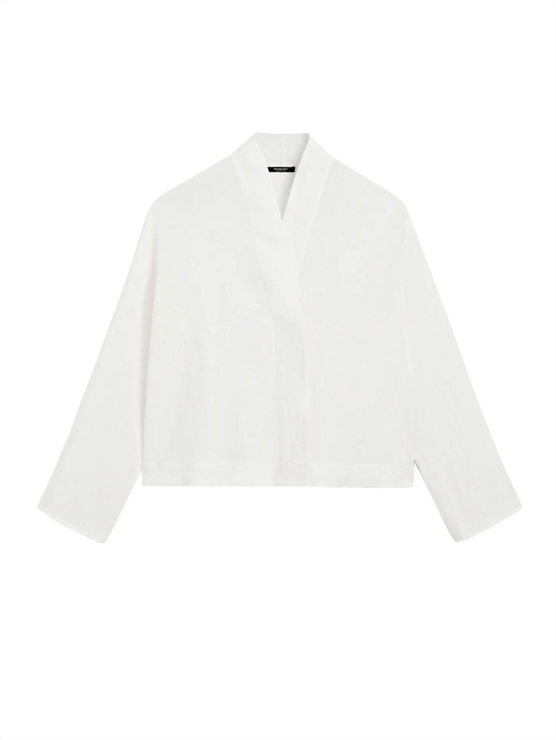 Блузка из льна с драпированным вырезом