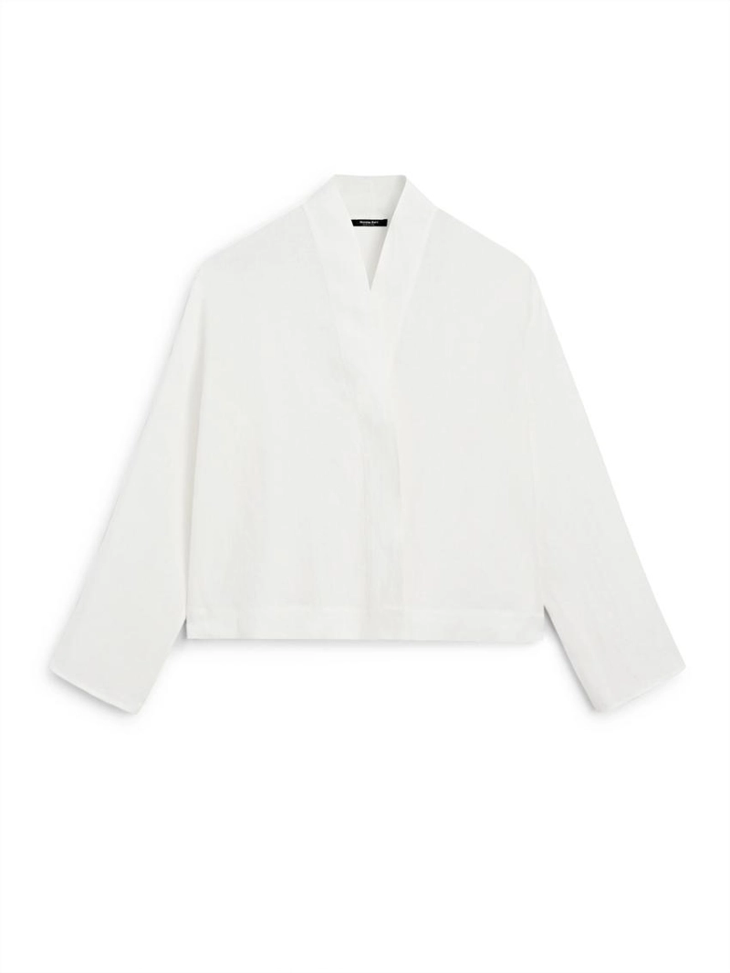 Блузка из льна с драпированным вырезом