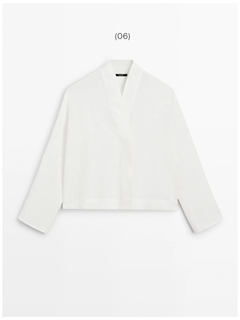 Блузка из льна с драпированным вырезом