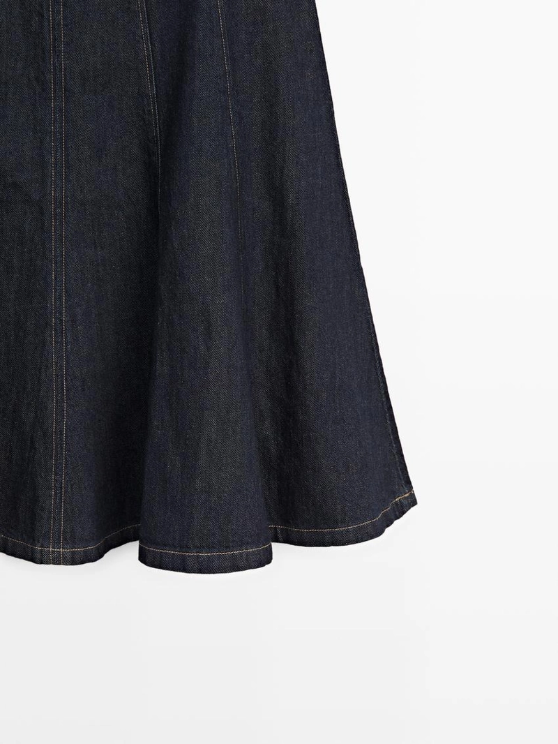 Джинсовая юбка миди с расширением книзу