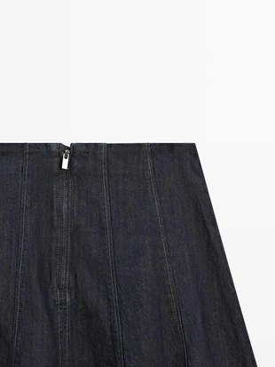 Джинсовая юбка миди с расширением книзу- Заказать в России