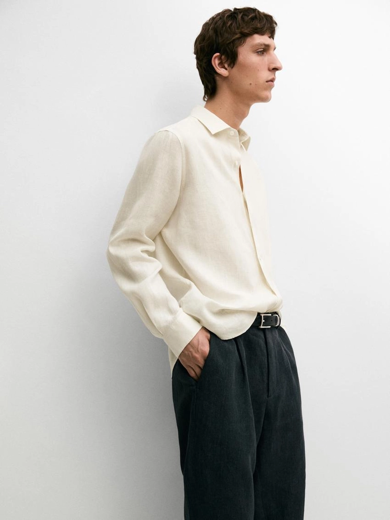 Рубашка из льна с регулярной посадкой