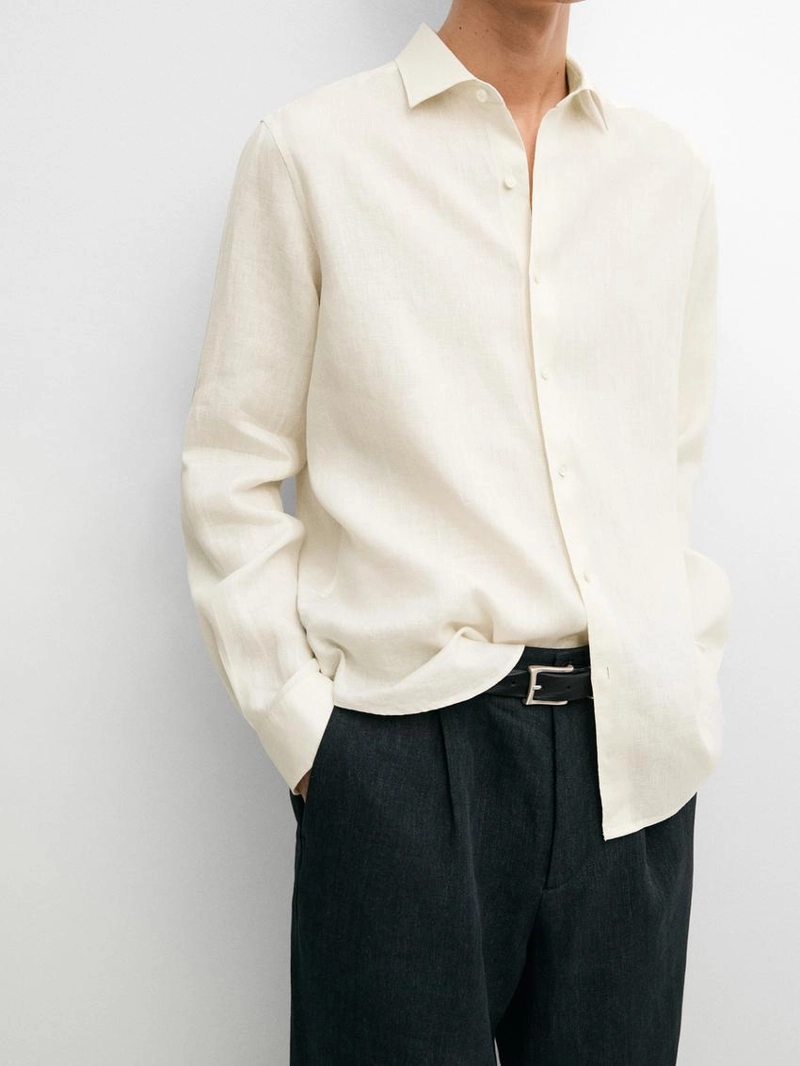 Рубашка из льна с регулярной посадкой