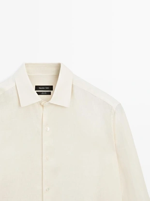 Рубашка из льна с регулярной посадкой- Заказать в России