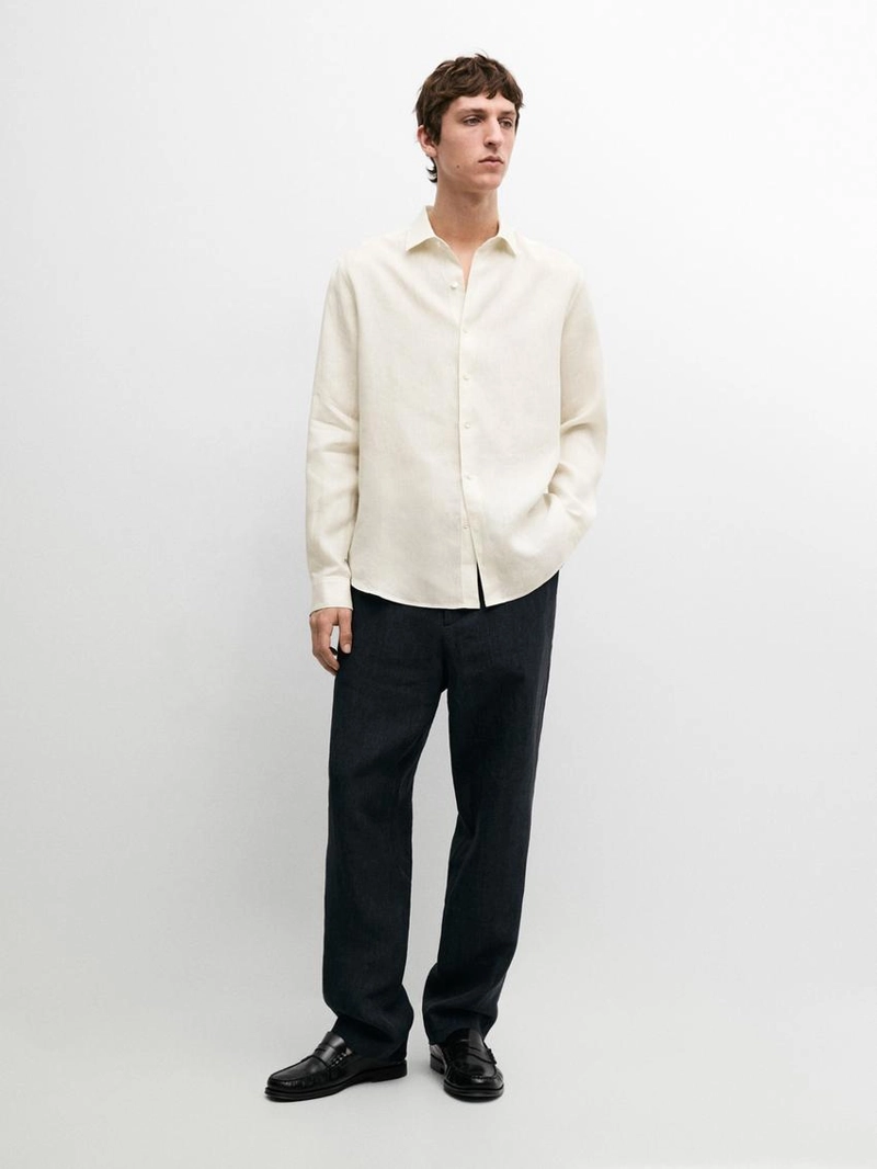 Рубашка из льна с регулярной посадкой