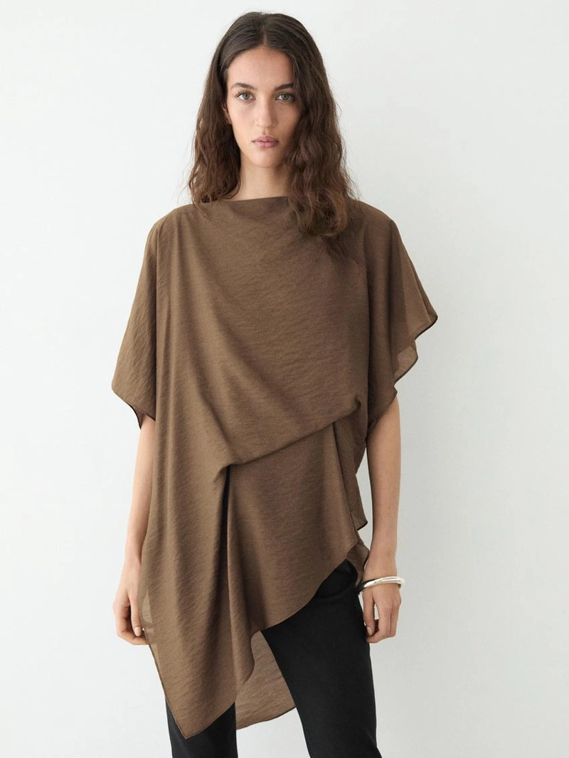 Асимметричная блуза с капюшоном