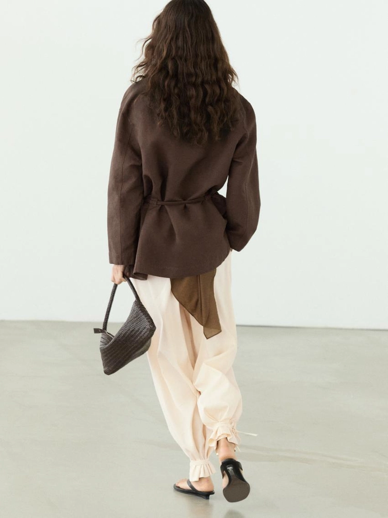 Жакет-кимоно из льняной смеси с деталью завязки