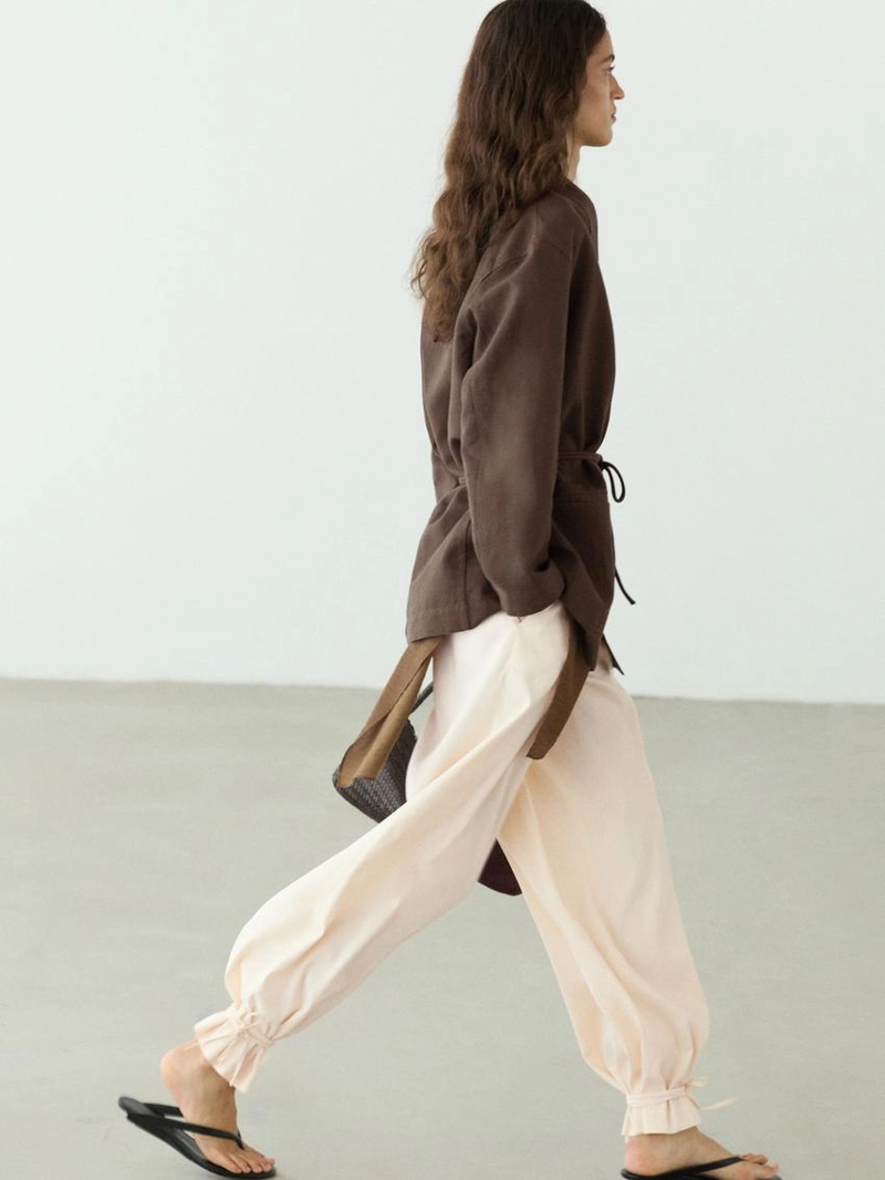 Жакет-кимоно из льняной смеси с деталью завязки