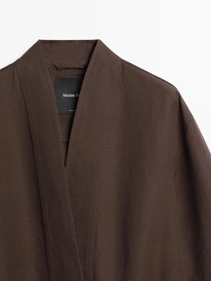 Жакет-кимоно из льняной смеси с деталью завязки