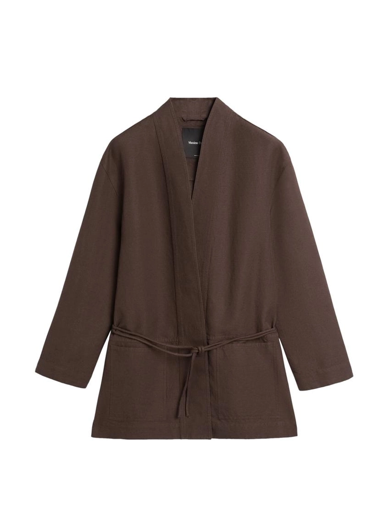 Жакет-кимоно из льняной смеси с деталью завязки