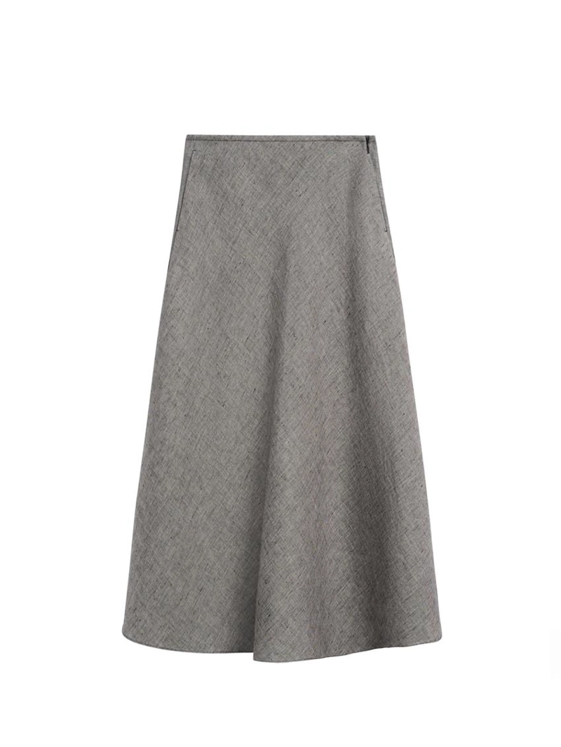 Юбка миди из льна с расклешенной юбкой